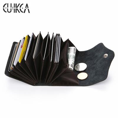 China New PU Wallet Card Holder RFID CUIKCA Leather Slim Organ Style Unisex Card Wallets Minimalist OEM Customized for sale