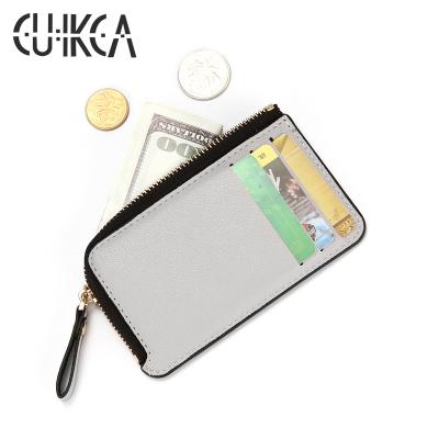 China CUIKCA Wallet HF027 Women Zipper Wallet Mini Wallet Coin Purse Black Unisex Waterproof Leather Hand Purses For Ladies for sale