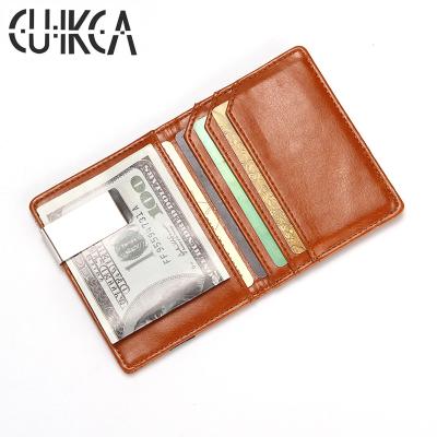 China CUIKCA Fashion Slim Card Holder Business PU Leather Fashion Black Coffee Footprint OEM Customized Logo for sale