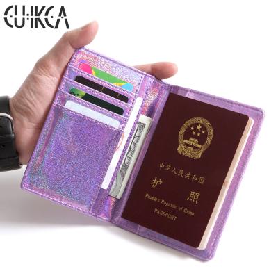 China CUIKCA Fashion Passport Package Cover HF003 Flash Glitter Shine Glitter Leather Wallet ID Card Case Holders Passport Bag Ticket Holder for sale