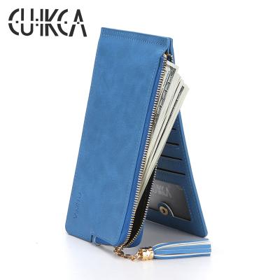 China CUIKCA Women's Waterproof Leather Female Fashion PU Ladies Bag Money Cell Phone Wallets Card Clutch Purse Long CUIKCA Style for sale