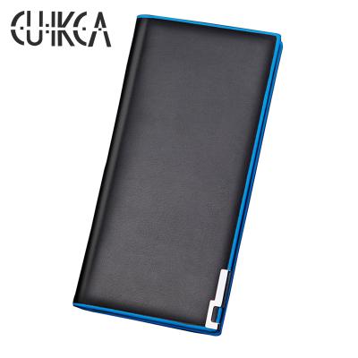 China CUIKCA Long Waterproof Leather Wallet For Men H035 Blue Edge Iron Angle Angle Purse Photocards Enclosed Wallets Leather Slim Card Holder for sale