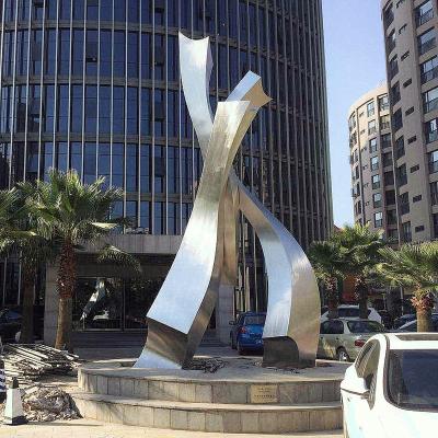 China Europe Modern Abstract Stainless Steel Brushed Large Outdoor Sculpture for sale