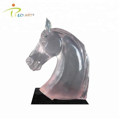 China China OEM Clear Resin Art Sculpture , Transparent Resin Horse Animal Head Sculpture for sale