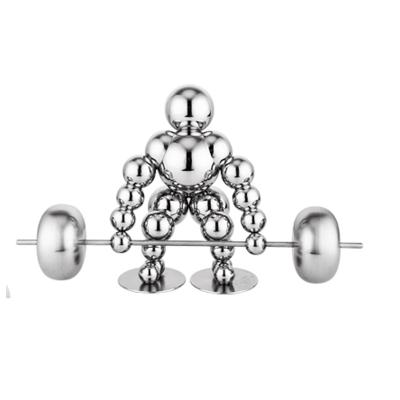 China China Big Sale Summer Modern Folk Metal Art Stainless Style 304 Weightlifting Sport Man Steel Sculpture for sale