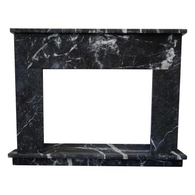 China Contemporary Polished Nero Marquina Fireplace Indoor Decorative Black Marble Surround for sale