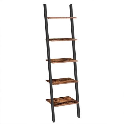 China 5-Tier Rustic Leaning Shelf, Wall Stable Shelf, Storage Rack, Bookcase, for Living Room, Kitchen, Office for sale