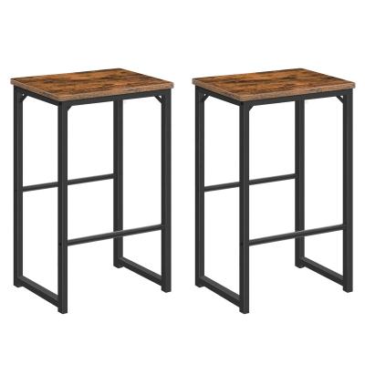 China HOOBRO Industrial Rustic Brown Industrial Design Set of 2 Bar Stools Chair with Different Size Pedals, Soft Edges for Dining Room Kitchen for sale