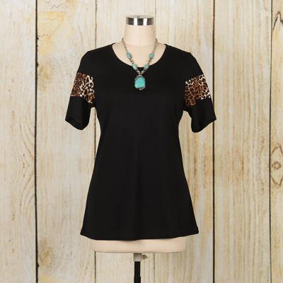 China Wholesale Anti-Shrink Scoop Neck Tee For Women In Black for sale