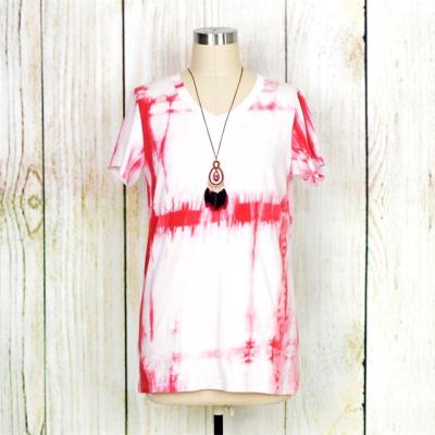 China Women V-Neck Tie Dye Anti-Shrink T-Shirt for sale