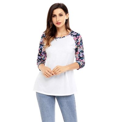 China Women's Anti-Shrink Wholesale Custom Made Floral Raglan T-Shirt for sale