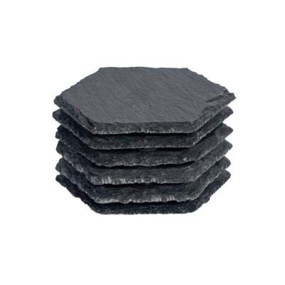 China Sustainable Hexagon Slate Coasters Stone Coasters For Glasses With Stand for sale