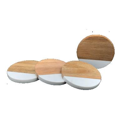 China Sustainable Hot Selling Wholesale Natural Round Shape Wooden Marble Wooden Cup Coasters for sale