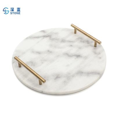 China New Design Home Wholesale Round Food Modern Marble Restaurant Hotel Serving Trays for sale