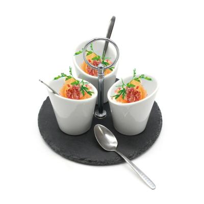 China Professional Manufacture Cheap Slate Cheese Board One Tier Cup Cake Stand Viable for sale