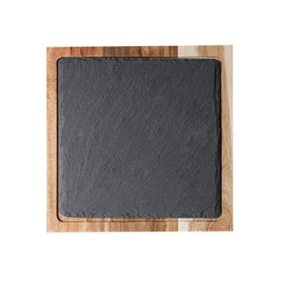 China Homeware Slate Border Slate Square Panel Acacia Wooden Cheese Board for sale