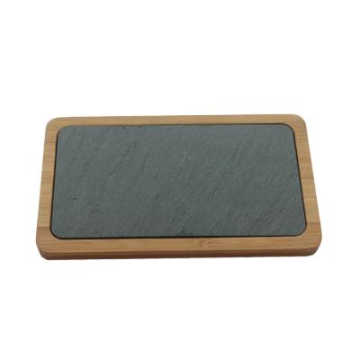 China Good Quality Sustainable Wholesale Customized Slate Cheese Board With Bamboo Backing for sale