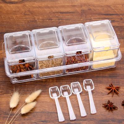 China 2021 Sales Viable Popular Acrylic Kitchenware Spice Box Set Condiment Storage Container Seasoning Boxes for sale