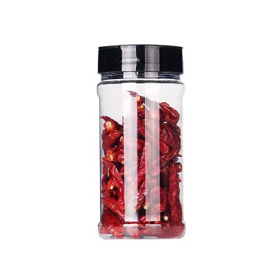 China Sustainable Clear Plastic Salt Shaker With Double Open Flip Lid 360ML Custom Cylinder Cooking Pepper Bottle PET Spice Plastic Jar for sale