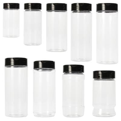 China 2021 Newest Viable Empty Plastic Spice Shaker Powder Containers Pepper Salt Jar Bottles With Fin Cap for sale