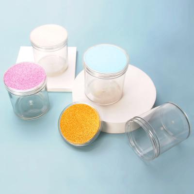 China 500ml Plastic Food Jar With Clear Color Lining And Clear Lid PET Cookies Cans En Plastic 68/89 Wide Mouth Jar for sale