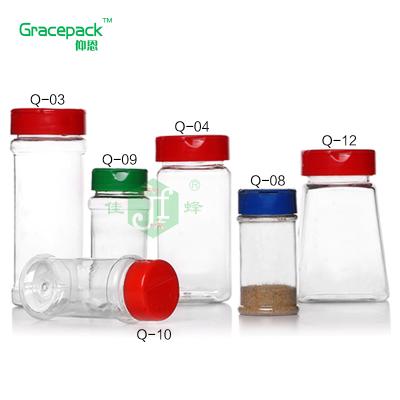 China Viable Supplier PET Clear Porcelain Free Samples Clear Spice Jars With Flip Top Lid Plastic Salt Spice Jar for sale