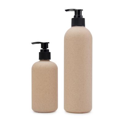 China Wheat Eco-friendly Wholesale Biodegradable Luxury Empty Straw Baby Shampoo Conditioner Pump Plastic Bottle 500Ml for sale