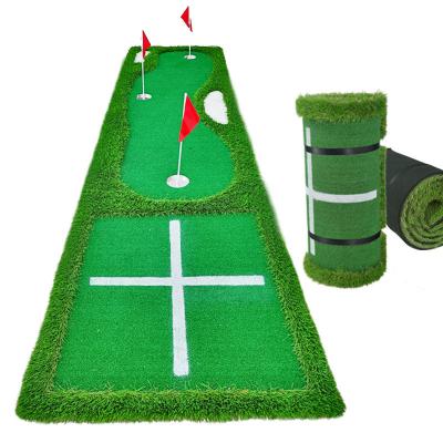 China Eva+Simulation Grass Golf Putting Trainer Artificial Green Practice Mat Manufacturer Golf Full Set Percussion Mat for sale