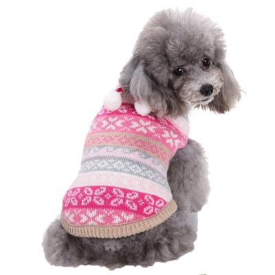 China Viable Christmas Fur Ball Snowflake Pattern Cats And Dogs Sweater Knitwear Biped Pet Clothes for sale