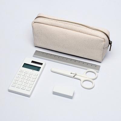 China Portable High Quality Daily Use Canvas Cotton Zipper Pencil Case Student Trendy Style Pencil Case for sale