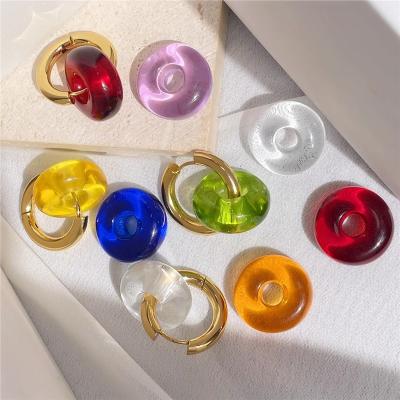 China New Fashion Geometric Acrylic Resin Earring Women Pendant Gold Plated Circle Earrings Jewelry Wholesale for sale