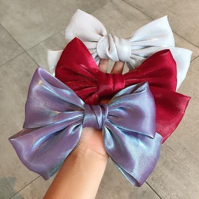 China Material Friendly Material Stain Large Bow Hair Clip Girl Hair Bows With Clips Bowknot Hair Pins Shiny Hair Clips For Women for sale