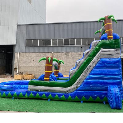 China Dourable 18ft 20ft 22ft Wholesale backyardsmall inflatable water slide with pool for rental business and party using for sale