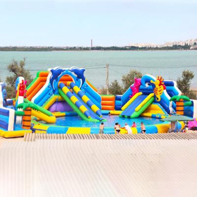 China Dourable Popular palm tree inflatable water slide for kids outdoor kids water slide with pool cheap on sale for sale