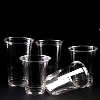 China Restaurant coffee shop cold drink shop diner PLA  Biodegradable Plastic Clear Cold Beverage Drinking Cups With Lid for sale