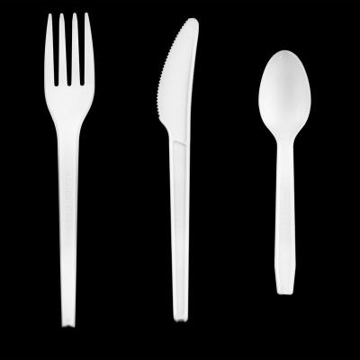 China Restaurant coffee shop cold drink shop diner hot-selling PLA disposable plastic cutlery eco-friendly cutlery knife fork and spoon for sale