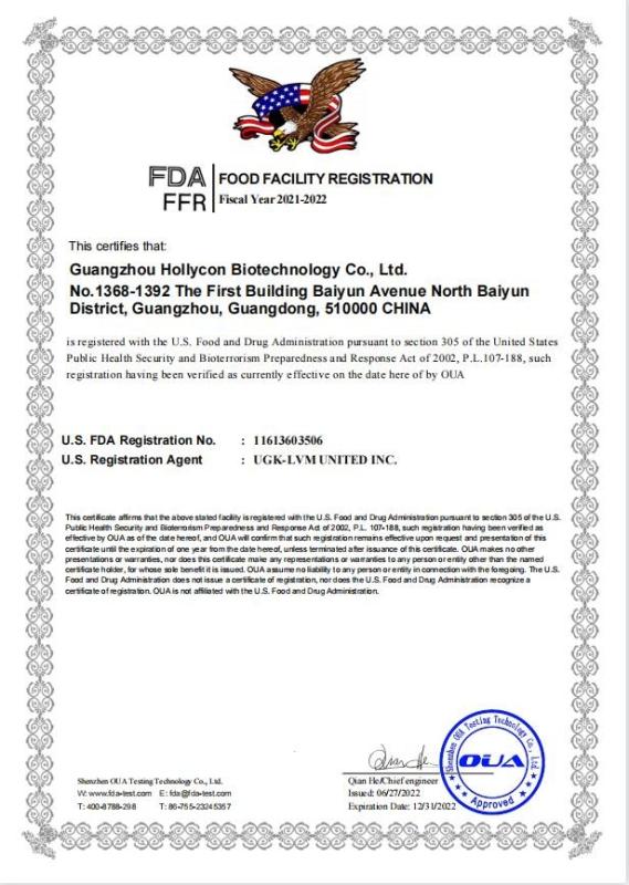 FDA - Guangzhou Hollycon Biotechnology Co., Ltd.