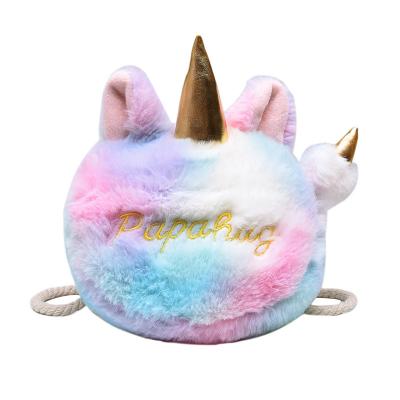 China Cute Cartoon Children's Plush Toy Unicorn Girl Student Cute Shoulder Bag Cartoon Shoulder Bag Messenger Bag for sale