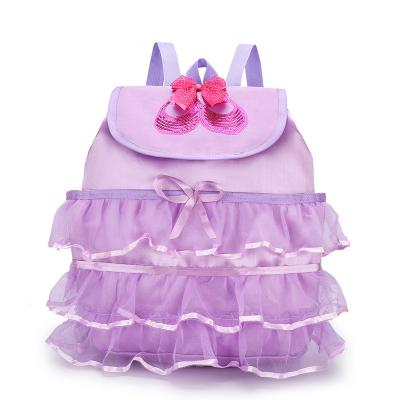 China Kids girls ballet dance bag students school backpack waterproof lace ruffled tutu shoulder backpack for sale