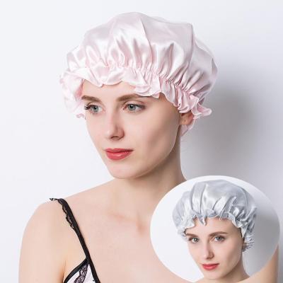 China Hot Selling Dobby Sleep Cap Pure Silk Hair Styling Protective Satin Hair Care Ladies Satin Night Sleep Cap Long for sale