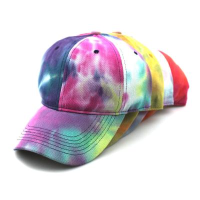 China COMMON Tie Dye Baseball Hats With Soft Retro Color Street Ny Fitted Bat Gradual Change for sale