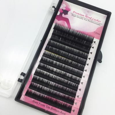 China Soft Faux Mink Eyelash Extension Synthetic Mink Hair 12 Lashes Different Lines Lashes Professional Beauty Makeup for sale