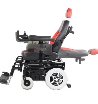 China Aluminum alloy Leather Seat cushion Powered Electronic Wheelchairs with Electric  brake for disabled for sale