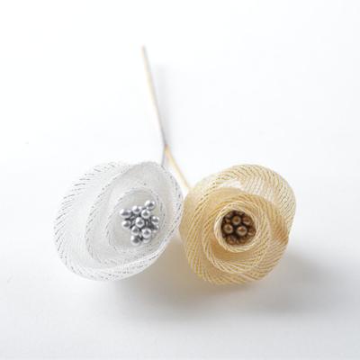 China Polyester+iron artificial flower gold and silver color for sale