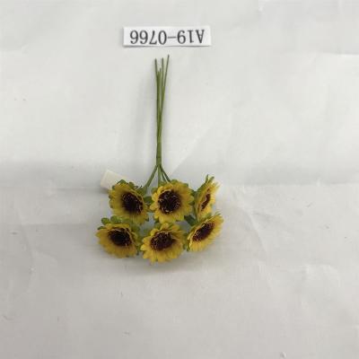 China Polyester+iron Mini Sunflower Bouquet Artificial Flower Wedding Decoration for sale