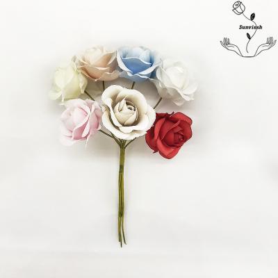 China Polyester Sunvissh Factory Wholesale Artificial Rose Flower Head For Decoration for sale