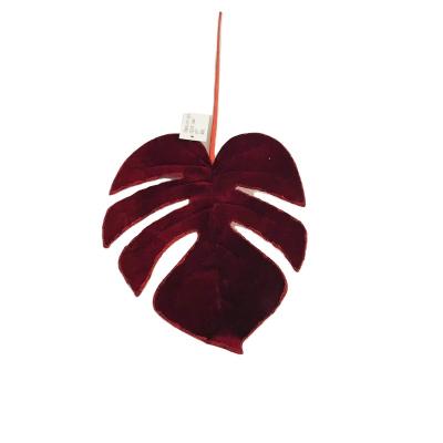 China Artificial VELVET monstera ceriman leaf for christmas decoration for sale