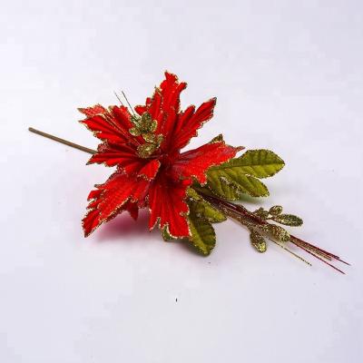 China Wholesale Artificial Polyester+iron Poinsettia Flower for sale