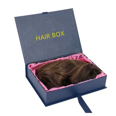 China Recycled Materials New Logo Printing Paper Custom Hair Extension Boxes Wig Packaging Box for sale