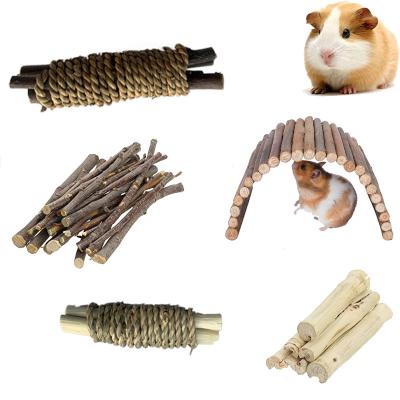 China Small Animals Stocked Molar Pet Toys Natural Soft Bamboo Apple Sticks Chew Toys for sale